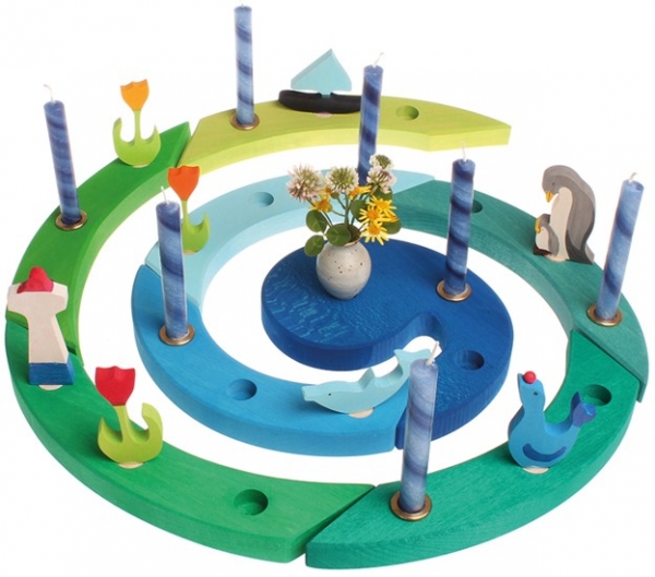 Dekorationsbeispiel Geburtstagsspirale blau-grün