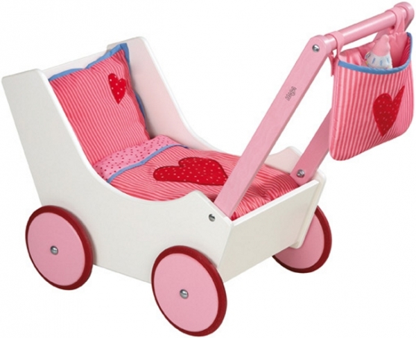 Puppenwagen weiß/pink Haba