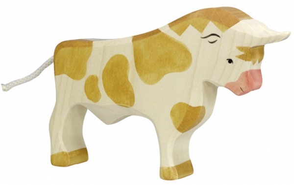 Holztiger Stier stehend braun