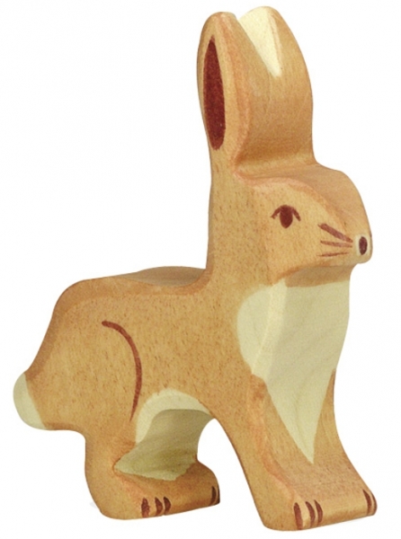 Holztiger Hase Ohren hoch