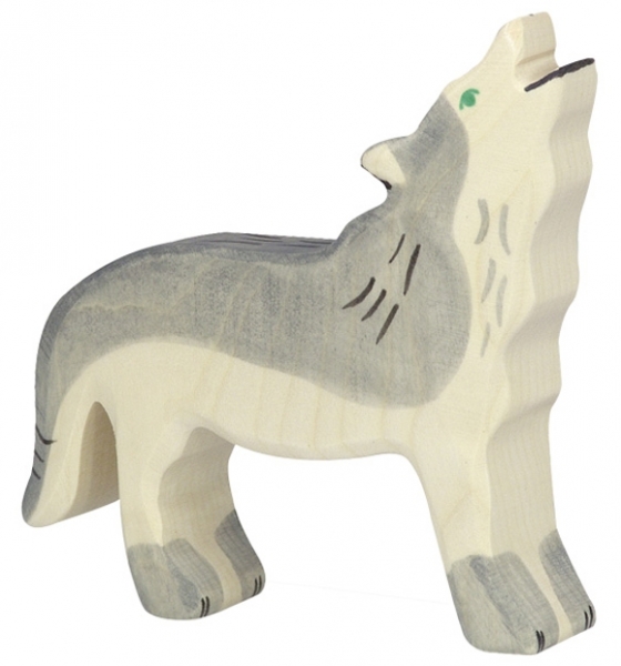 Holztiger Wolf heulend