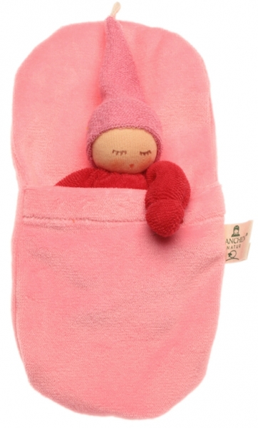 Nanchen Wichtel im Schlafsack rot-rosa